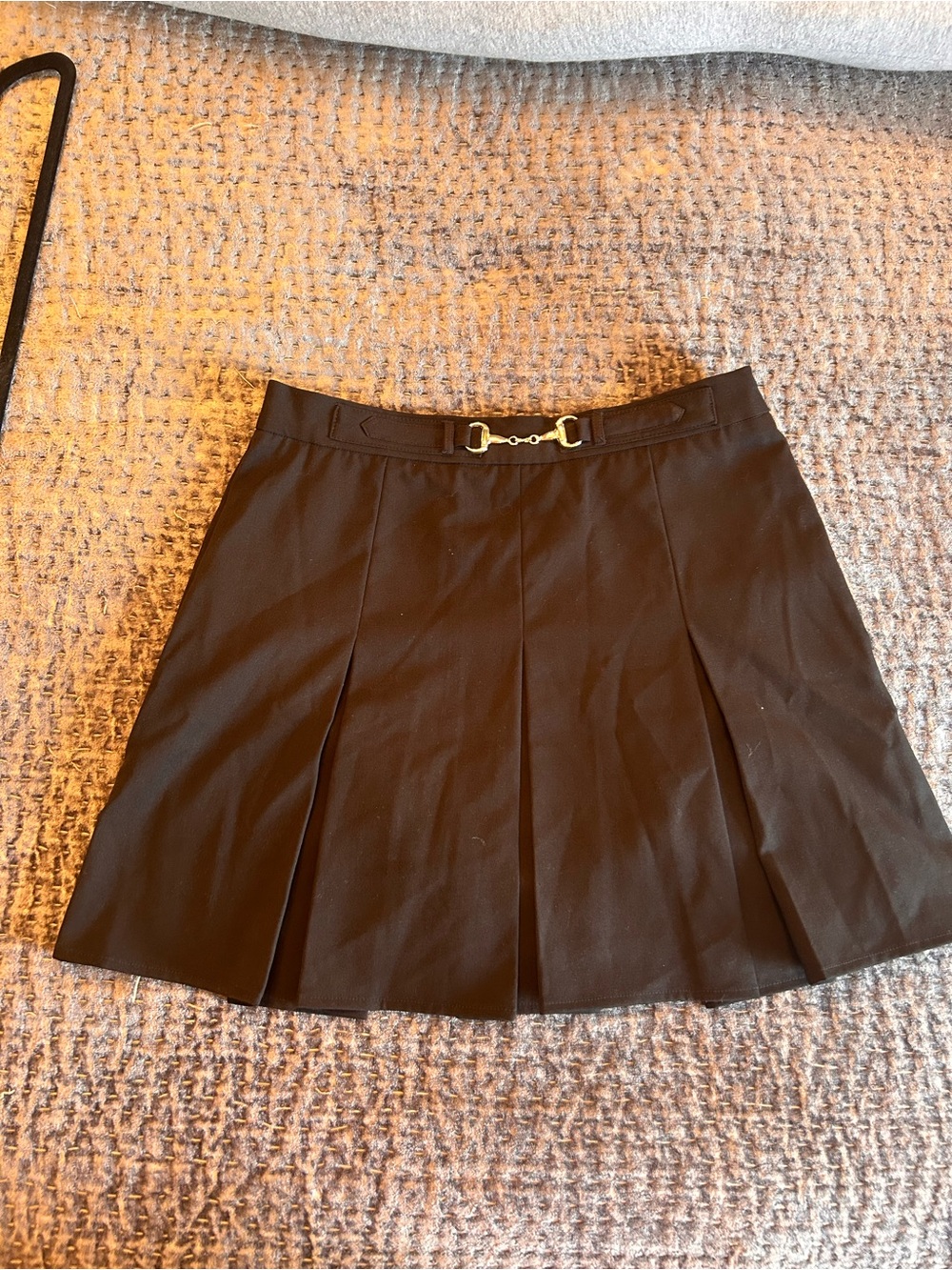 Black Pleated Mini Skirt with SilverHardware